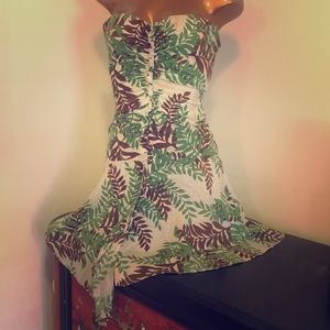 BCBG Max Azria jungle tropical strapless dress sz2